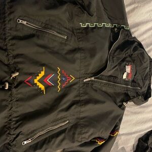 Black Utility Jacket with Colorful Accents